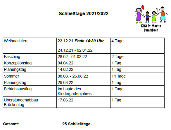 Schließtage